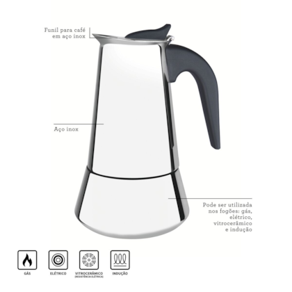Cafeteira Italiana para Espresso 350 ml Aço Inox Tramontina