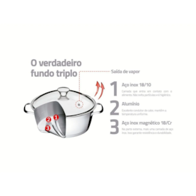 Caldeirão Allegra Inox Fundo Triplo 20cm 4,4L - Tramontina
