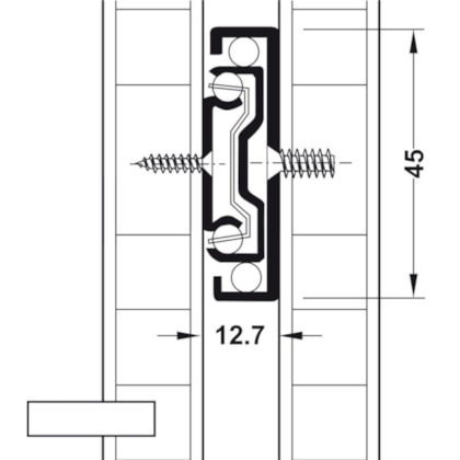 Corrediça Telescópica H45Pi Inox (30Kg) - Hafele