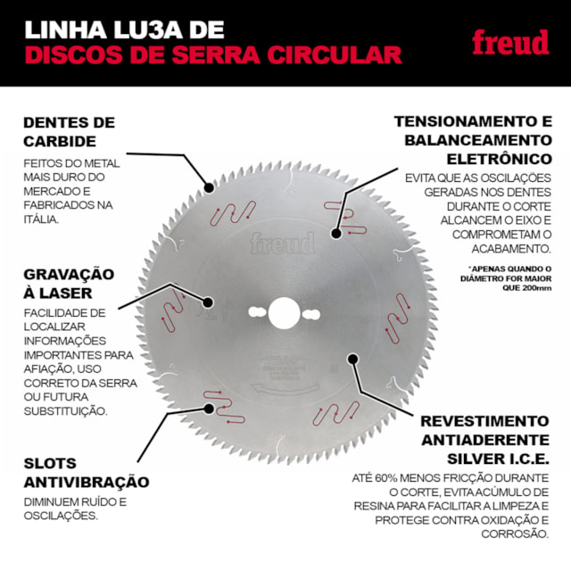 Disco de Serra Circular para MDF 350mm 14" LU3A 0400 - Freud - foto 2