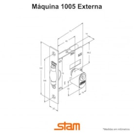 Fechadura 1005 Trinco Rolete Roseta Quadrada Cromada - Stam