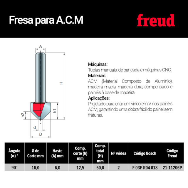 Fresa para ACM 21-11206P - Freud - foto 4