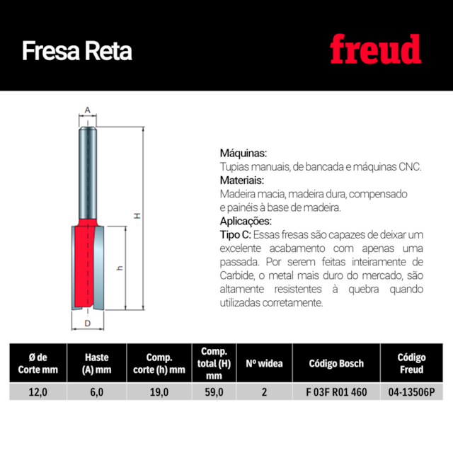 Fresa Reta Paralela 04-13506P - Freud - foto 3