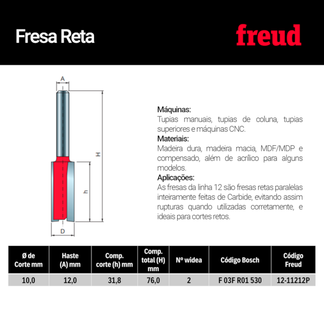 Fresa Reta Paralela 12-11212P -Freud - foto 3