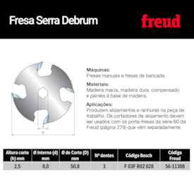 Fresa Serra Debrum para Ranhuras 56-11308P - Freud