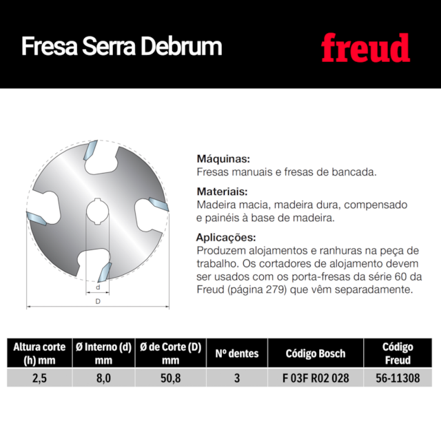 Fresa Serra Debrum para Ranhuras 56-11308P - Freud - foto 2