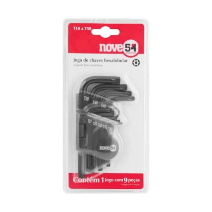 Jogo de Chaves Hexalobular Fosfatizado Preto T10 - NOVE54