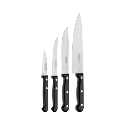 Jogo Facas Ultracorte 4pcs Inox Cabo Preto - Tramontina