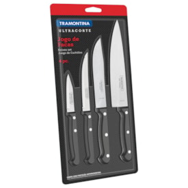 Jogo Facas Ultracorte 4pcs Inox Cabo Preto - Tramontina