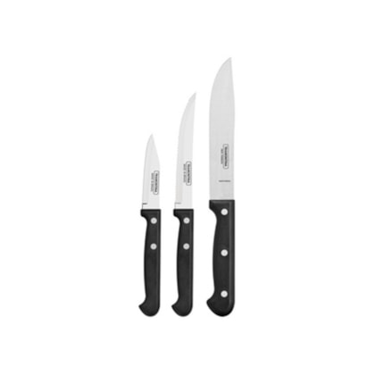 Jogo Facas Ultracorte Aço Inox Preto 3 Peças - Tramontina