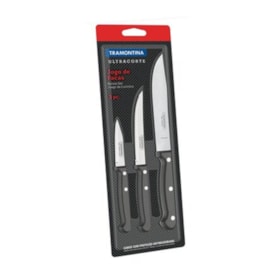 Jogo Facas Ultracorte Aço Inox Preto 3 Peças - Tramontina