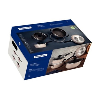 Jogo Panelas  Tunis Cerâmico Rosa Trufado 4 Pçs - Tramontina
