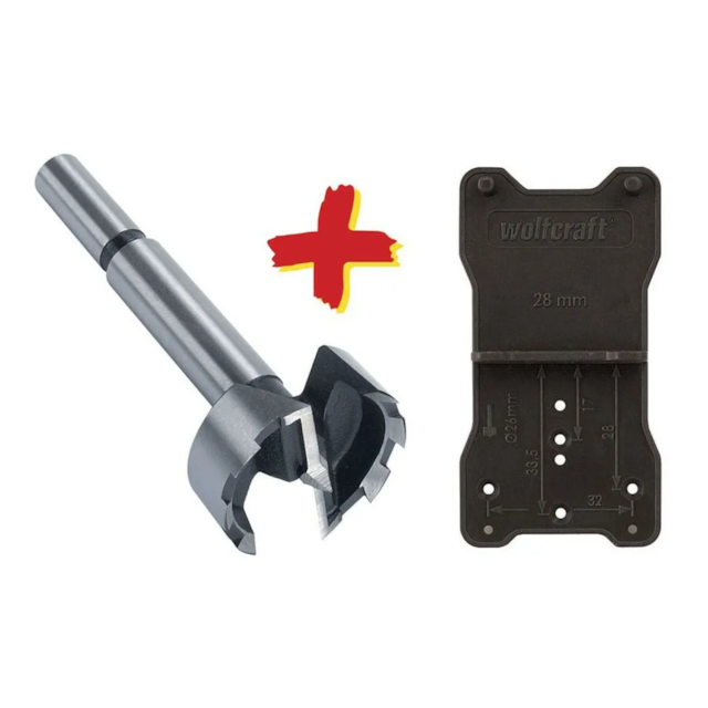Kit Gabarito de Dobradiça e Broca Forstner 35mm - Wolfcraft - foto 1
