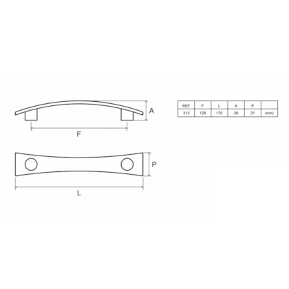 Puxador 313 128mm Cromado Fosco com Verniz - Gecele
