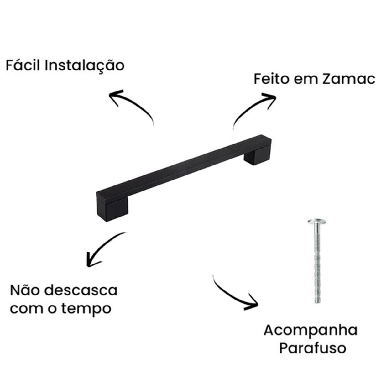 Puxador Santa Fé Cruzado 640mm Preto - Zen | GMAD