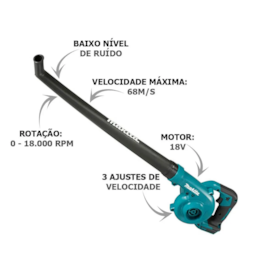 Soprador A Bateria 18v (DUB186Z-P) + 1 Bateria 5a Dub186 Makita Bivolt