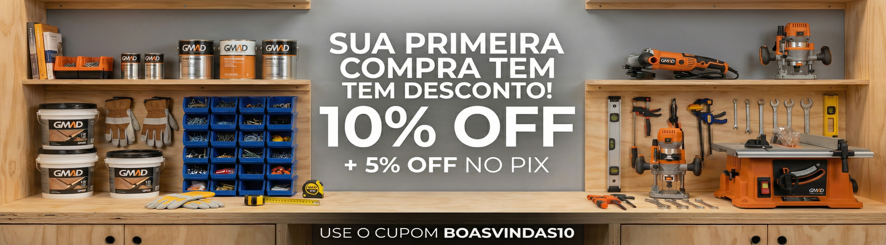 GMAD – 10% OFF na primeira compra + 5% OFF no Pix – Use o cupom BOASVINDAS10